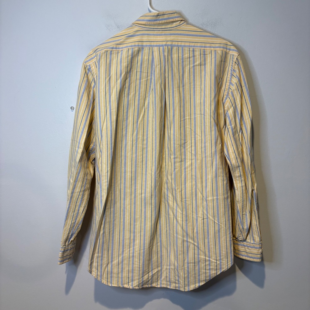Ralph Lauren Classic Fit Yellow Blue‎ Stripe Button Down Shirt Men Large - Picture 6 of 6